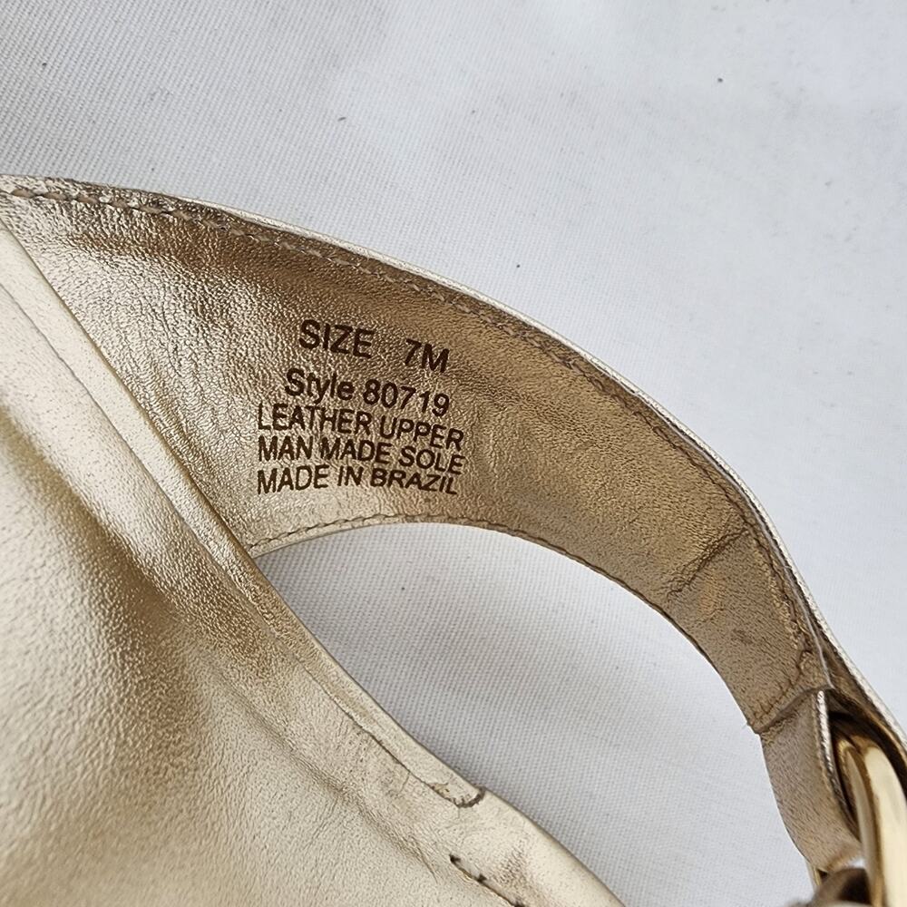 Lilly Pulitzer Womens McKim Wedge Sandal Gold Metallic Leather Thong Size 7M - Picture 10 of 10